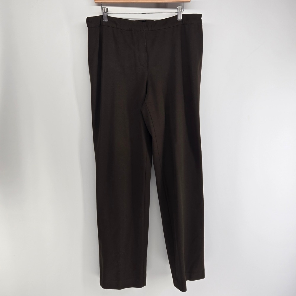 Lafayette 148 New York Pants Womens XL Brown Straight Leg Pull On Stretch Career